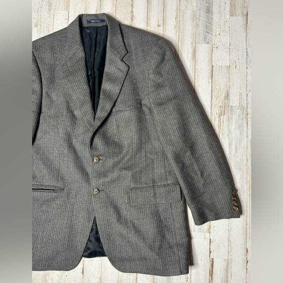 Vintage Ralph Ralph Lauren Blazer Jacket Men's 42R Gray Classic Houndstooth - Picture 2 of 11
